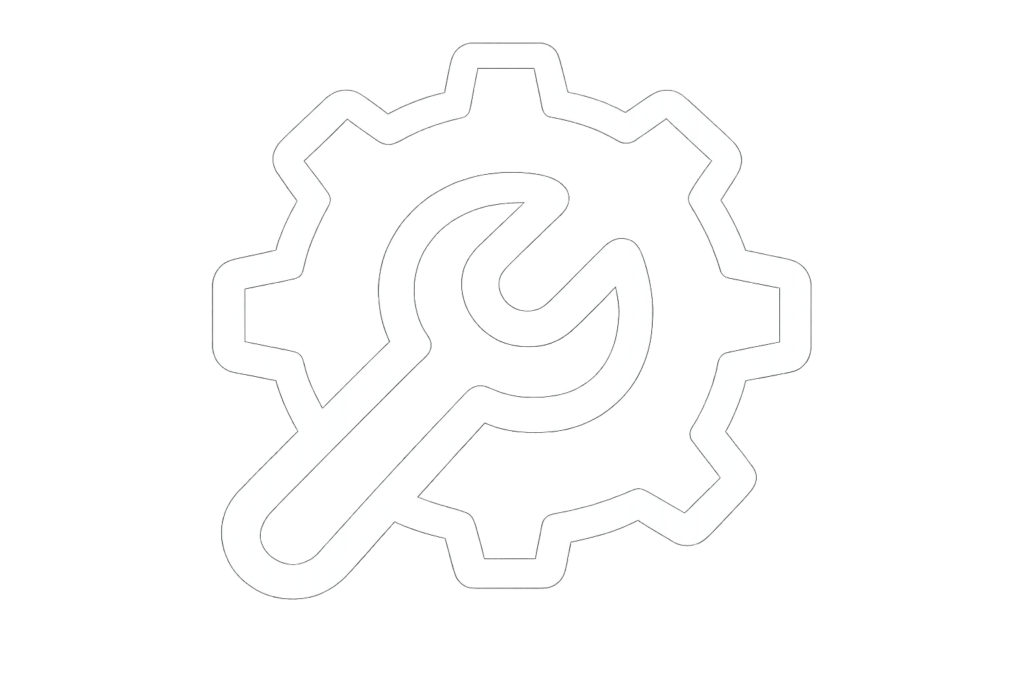 White gear and wrench icon